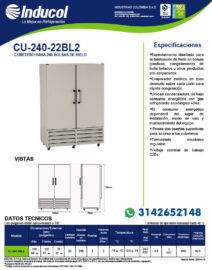 Cubetero Inducol para 240 bolsas de hielo en Lámina Galvanizada CU-240-22BL2 Ficha Técnica-01