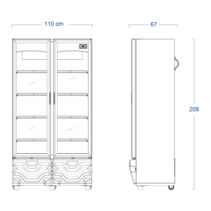 Vitrina Vertical Slim en Lámina Galvanizada de 707 Litros VV-25 medidas