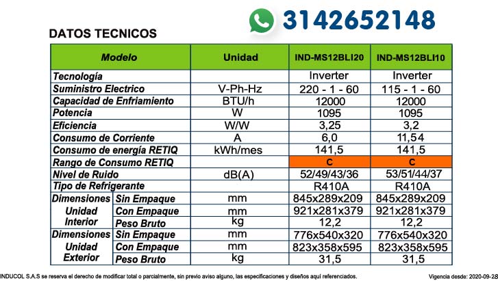 Aires Acondicionados Tecnología INVERTER 12000BTU