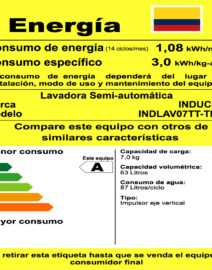 Lavadora Inducol Semiautomática 7KG Consumo