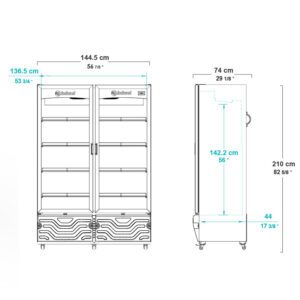 Vitrina Vertical de 1195 Litros Medidas