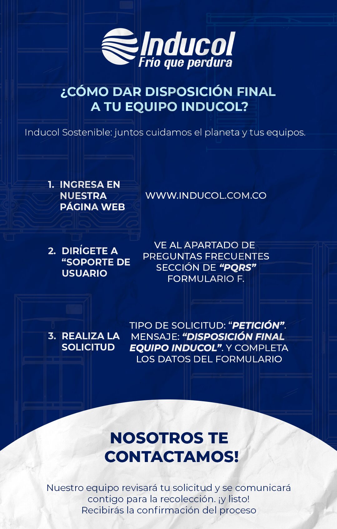 Infografía sobre la disposición final y reciclaje de equipos Inducol